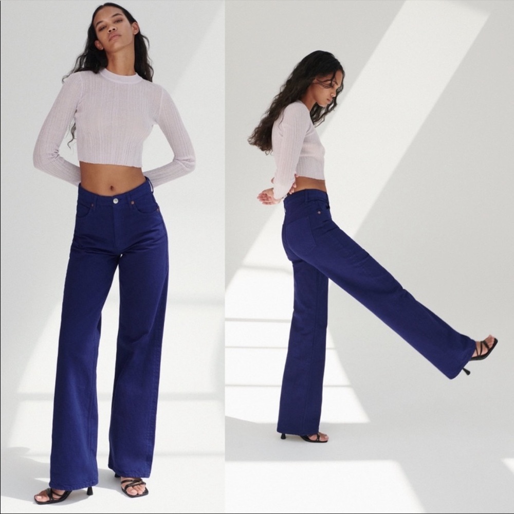 Zara Wide Leg Blue Jeans